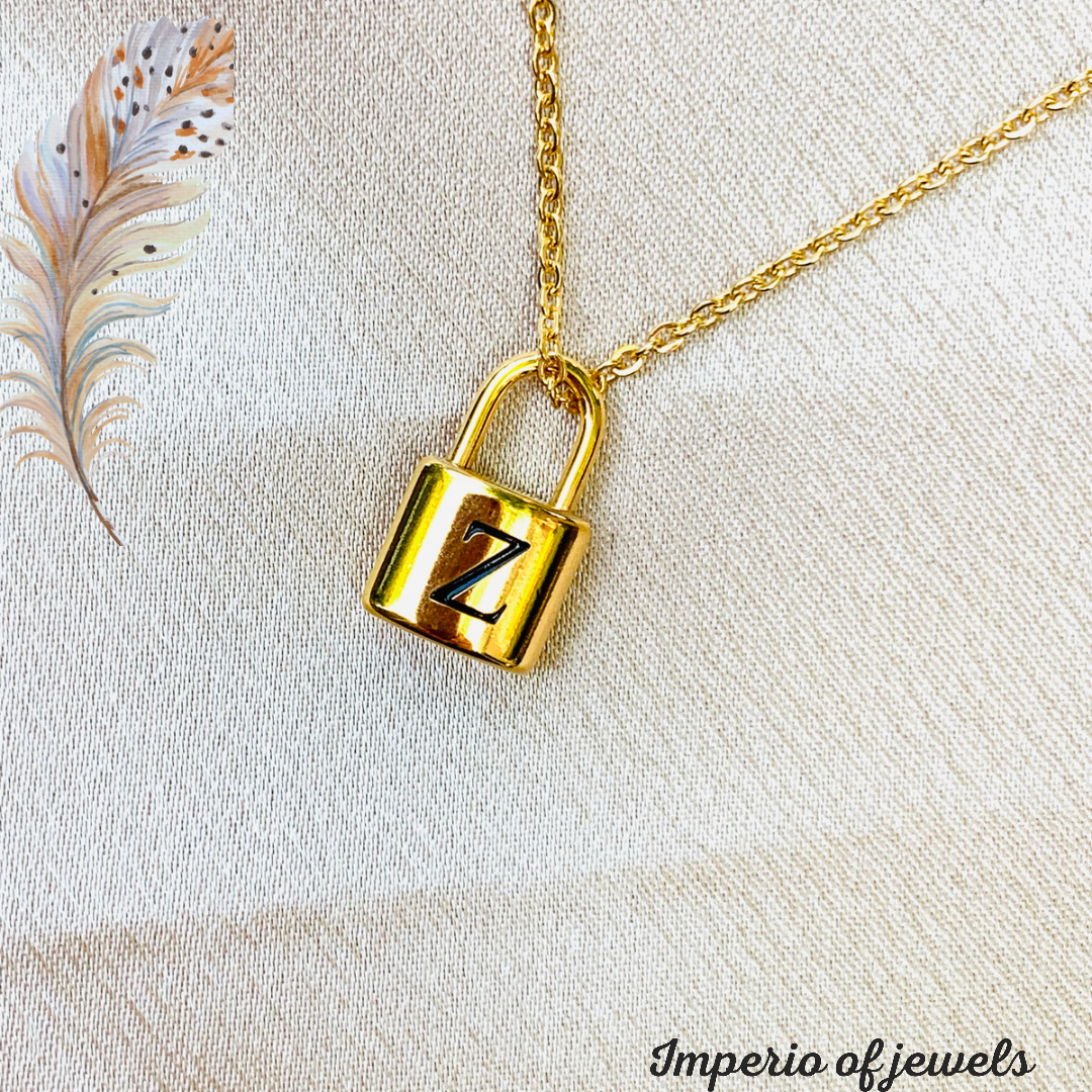 Initial letter necklaces,gold chain lock#-0274SSN-02