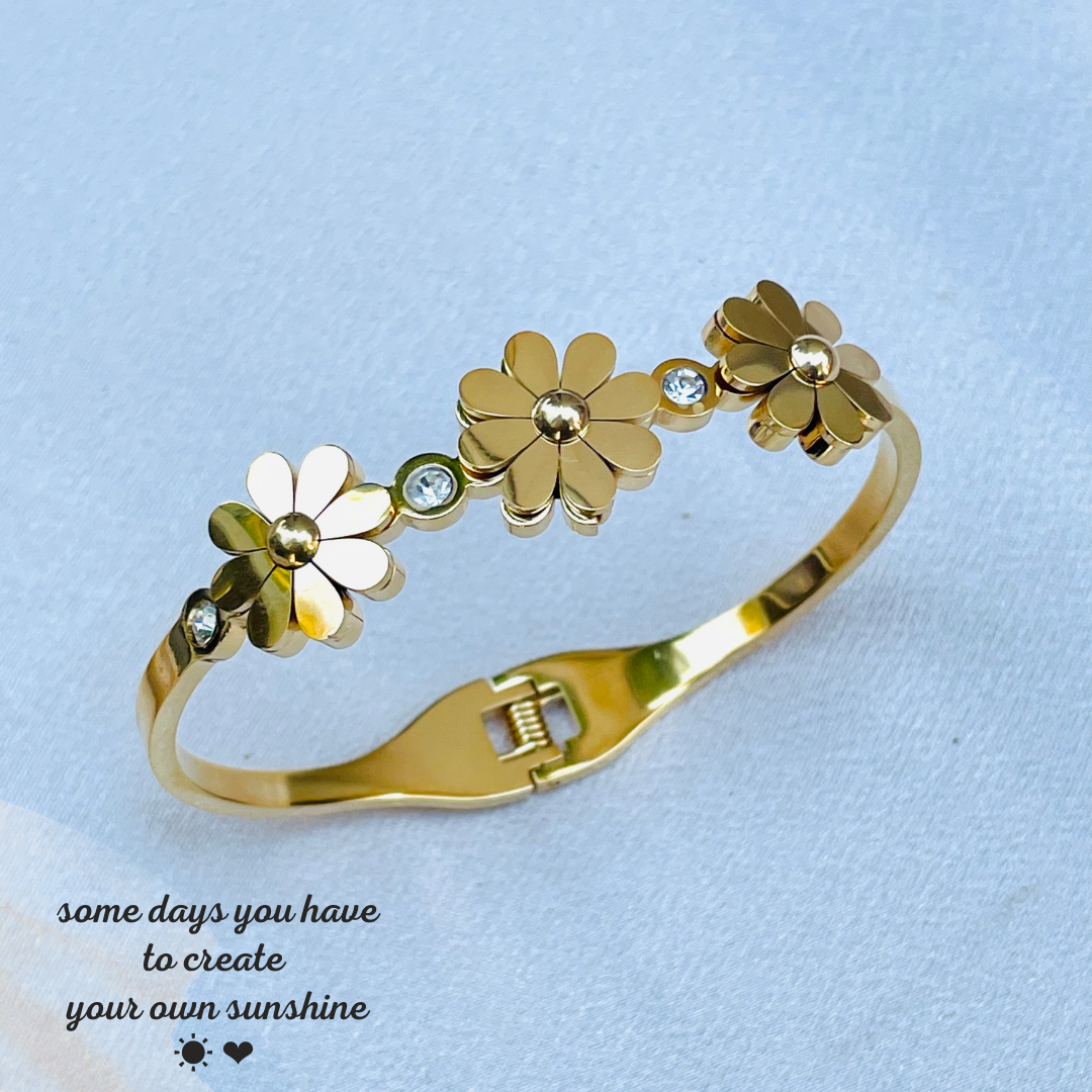 Daisy flower bracelet,jewelry gold gift.#012DFB-12