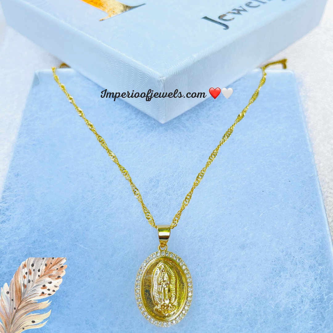 Virgin mary necklace,gold,jewelry,necklaces#0062GPN-62 .