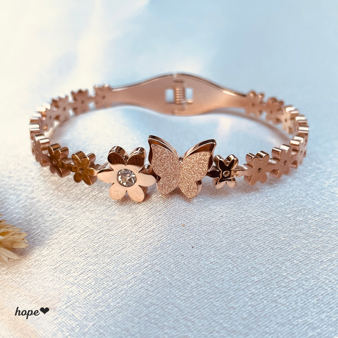 Butterfly rose gold bracelet,jewelry,gift#010BB-10