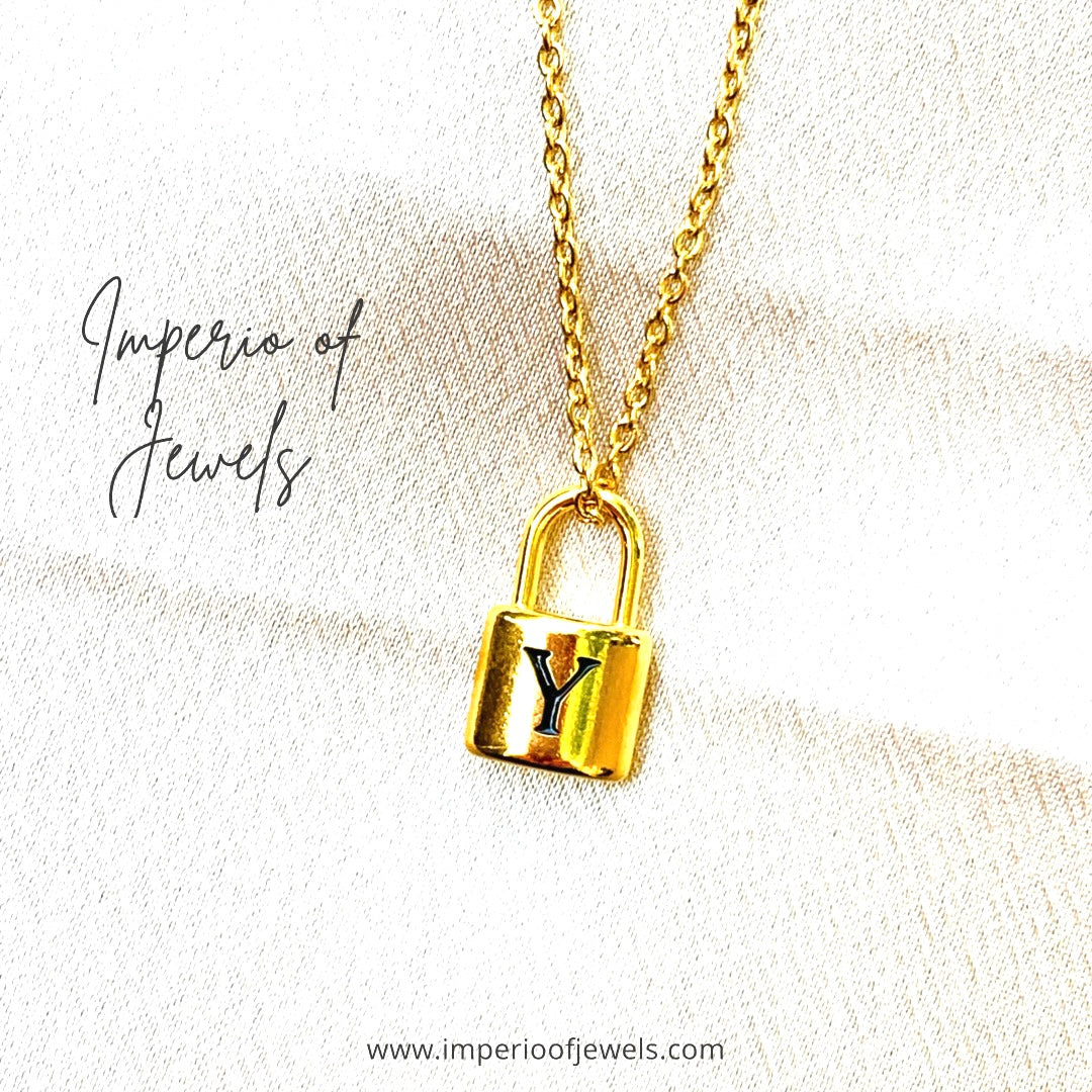 Initial letter necklaces,gold chain lock#-0373SSN-03