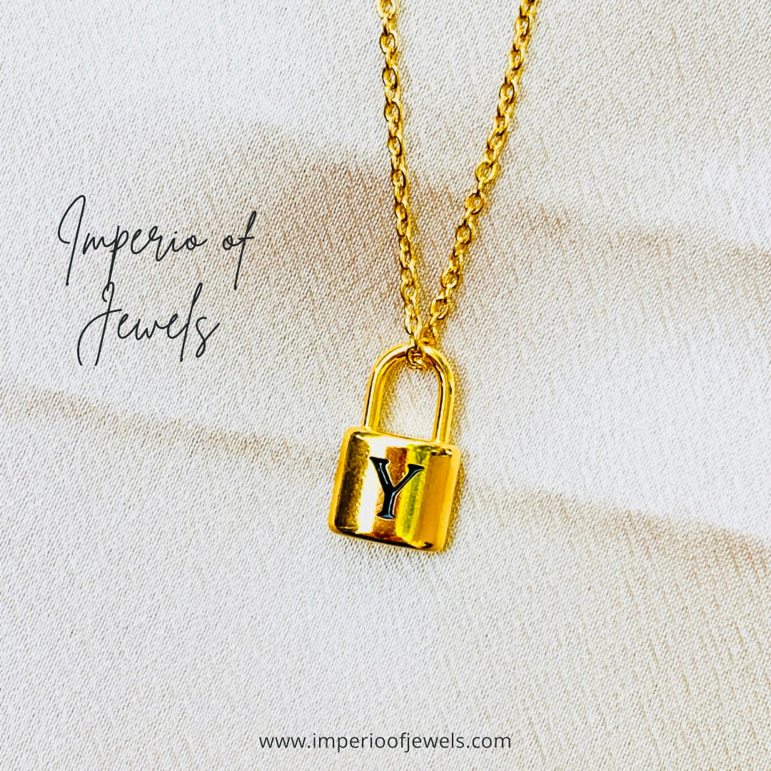 Initial letter necklaces,gold chain lock#-0373SSN-03